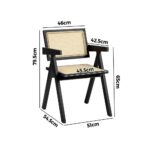 Oikiture 2x Dining Chairs Rattan Chair Wooden Balck - Image 6