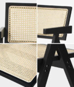 Oikiture 2x Dining Chairs Rattan Chair Wooden Balck - Image 3