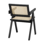 Oikiture 8x Dining Chairs Rattan Chair Wooden Balck - Image 3