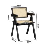 Oikiture 8x Dining Chairs Rattan Chair Wooden Balck - Image 4