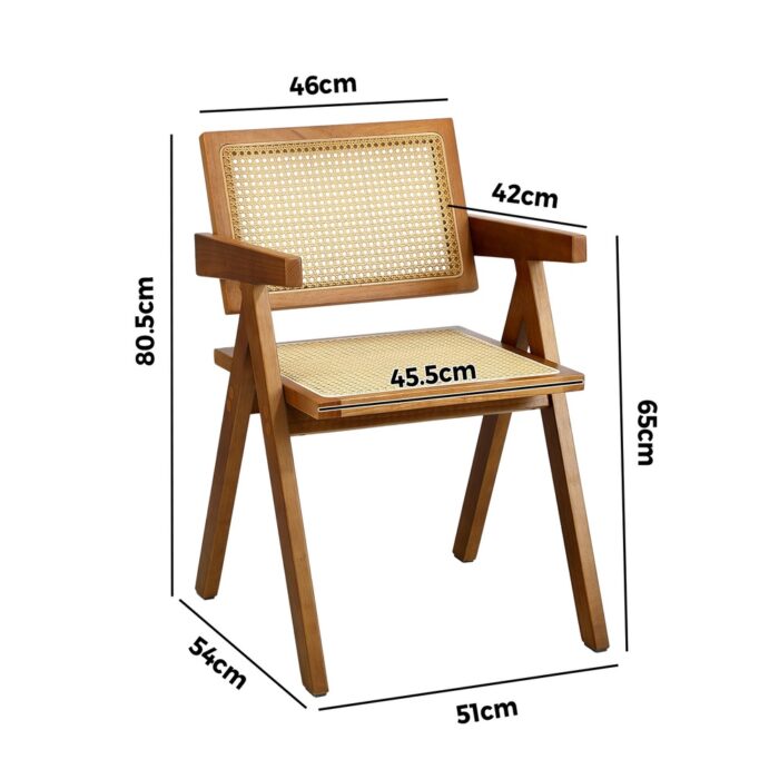 Oikiture 6x Dining Chairs Rattan Chair Wooden Walnut - Image 3