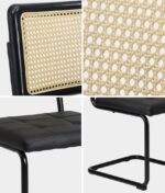 Oikiture 4x Rattan Dining Chair Cesca Replica Cantilever PU Leather - Image 4