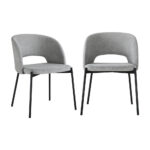 Oikiture Dining Chair Set of 2 Linen Grey and Black