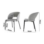 Oikiture 8x Dining Chair Tub Armchairs Fabric Grey&Black - Image 2