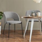 Oikiture 8x Dining Chair Tub Armchairs Fabric Grey&Black - Image 3