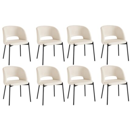 Oikiture 8x Dining Chair Tub Armchairs Sherpa Black&White