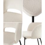 Oikiture 8x Dining Chair Tub Armchairs Sherpa Black&White - Image 3