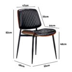Oikiture 8x Dining Chairs Retro PU Leather Solid Wood Metal Leg Black - Image 2