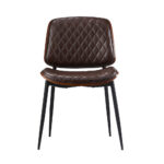 Oikiture 8x Dining Chairs Retro PU Leather Solid Wood Metal Leg Walnut - Image 2