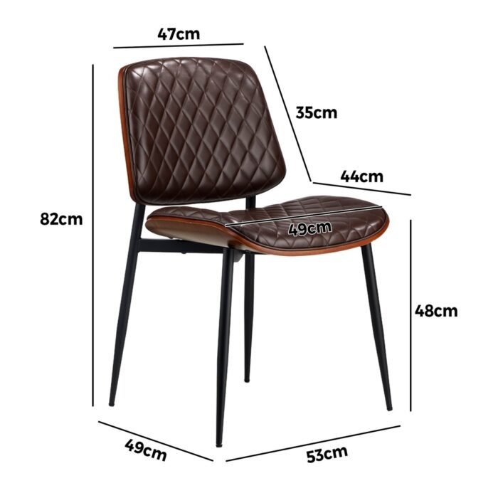 Oikiture 8x Dining Chairs Retro PU Leather Solid Wood Metal Leg Walnut - Image 7
