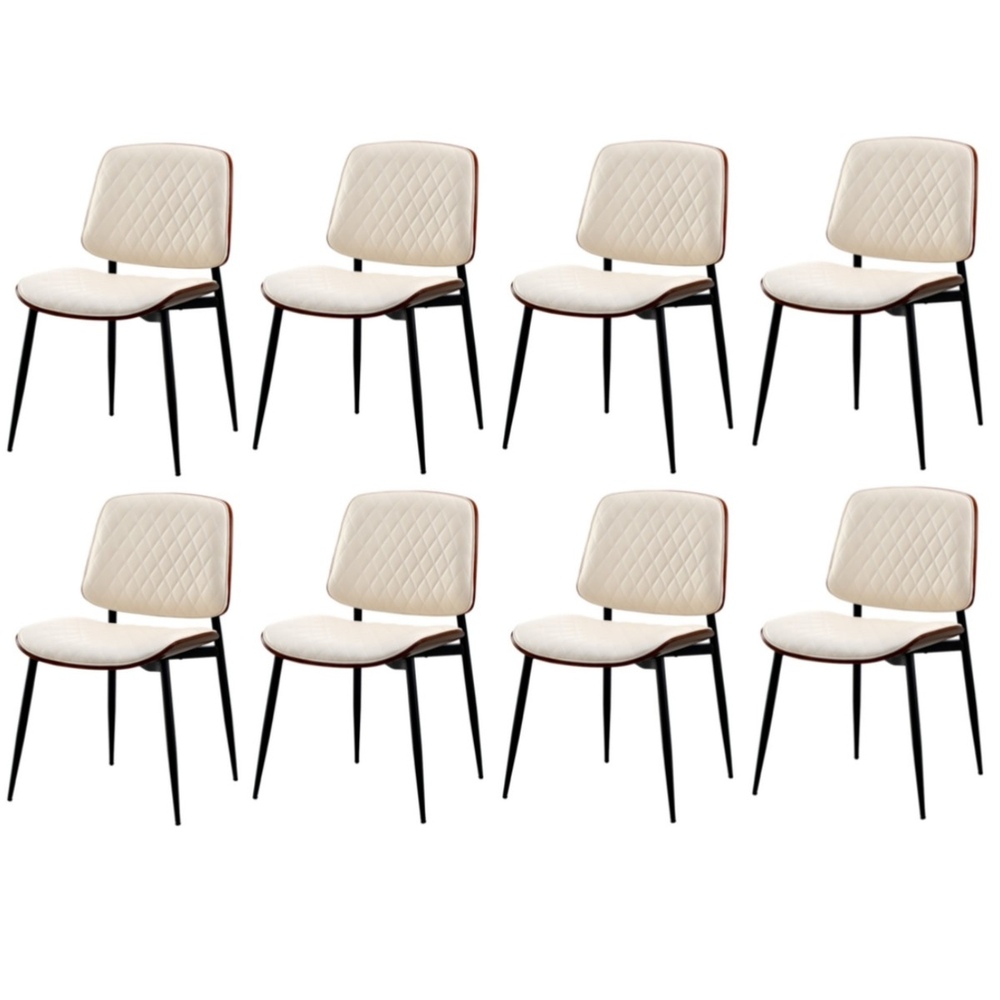 DCH-UBI-WH-2PCX4-00 Oikiture 8x Dining Chairs Retro PU Leather Solid Wood Metal Leg White - Image 1
