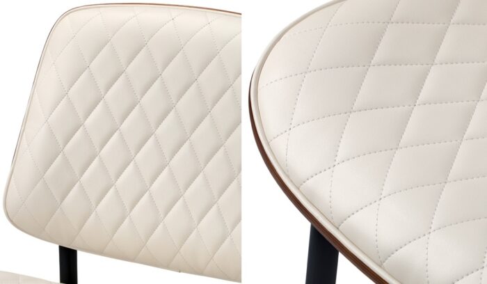 Oikiture 8x Dining Chairs Retro PU Leather Solid Wood Metal Leg White - Image 4