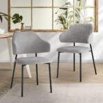 Oikiture Dining Chair Set of 2 Grey and Black - Image 2