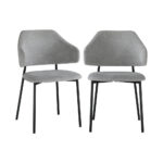 Oikiture Dining Chair Set of 2 Grey and Black