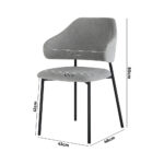 Oikiture Dining Chair Set of 2 Grey and Black - Image 6