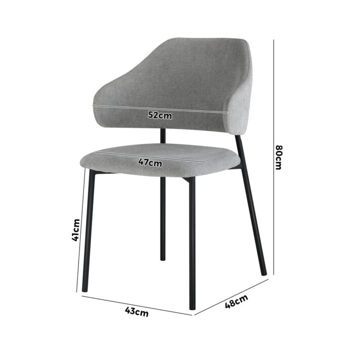 Oikiture Dining Chair Set of 2 Grey and Black - Image 6