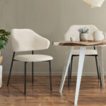 Oikiture 6x Dining Chairs Tub Sherpa White&Black - Image 2