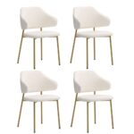Oikiture 4x Dining Chair Sherpa Gold&White