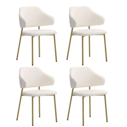Oikiture 4x Dining Chair Sherpa Gold&White