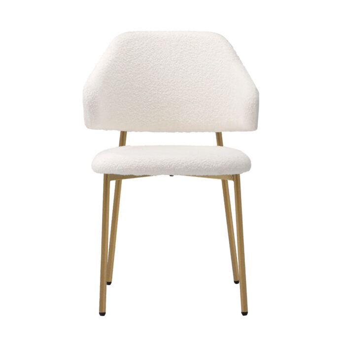 Oikiture 4x Dining Chair Sherpa Gold&White - Image 2