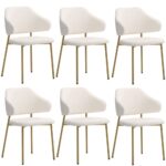 Oikiture 6x Dining Chair Sherpa Gold&White