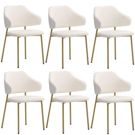 Oikiture 6x Dining Chair Sherpa Gold&White