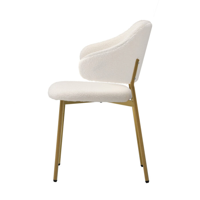 Oikiture 6x Dining Chair Sherpa Gold&White - Image 6