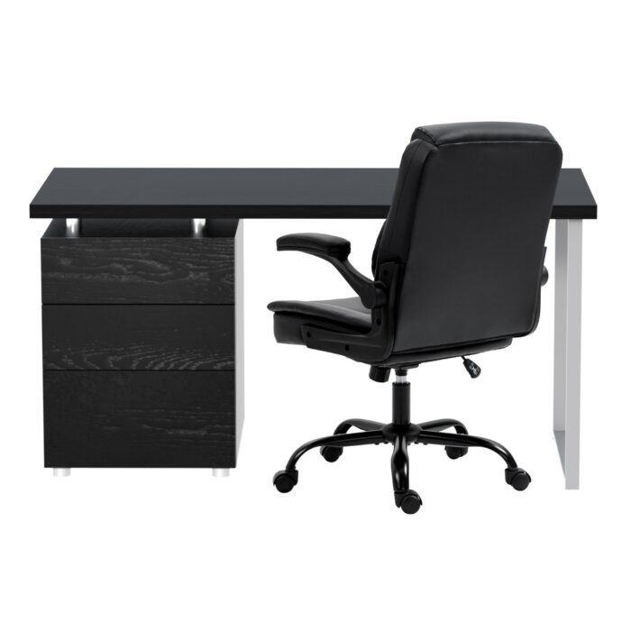 Artiss Computer Desk Executive Office Chairs Sets Black - Image 3