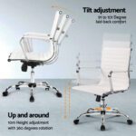 Artiss Computer Desk Office Chair Set PU Leather Wall Mount Foldable Table White - Image 6