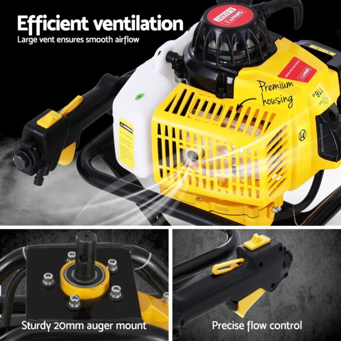 Giantz Post Hole Digger Motor Only Petrol Engine Yellow - Image 5