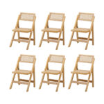 Oikiture 180cm Rectangular Dining Table with 6PCS Dining Chairs Foldable Natural - Image 3