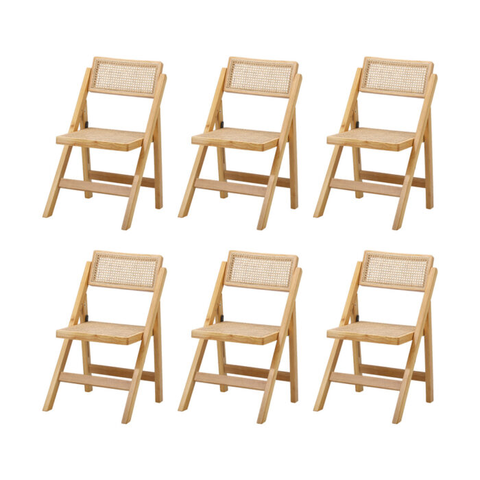 Oikiture 180cm Rectangular Dining Table with 6PCS Dining Chairs Foldable Natural - Image 3