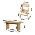 Oikiture 180cm Rectangular Dining Table with 6PCS Dining Chairs Foldable Natural - Image 9