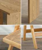 Oikiture 180cm Rectangular Dining Table with 6PCS Dining Chairs Foldable Natural - Image 7