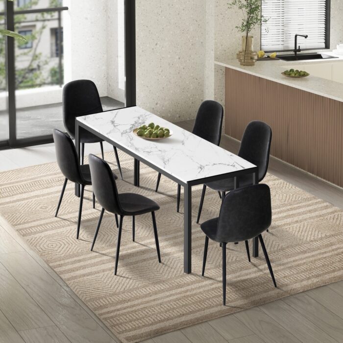 Oikiture 6-Seater Dining Set 1.4m Rectangular Table and Chairs - Image 8
