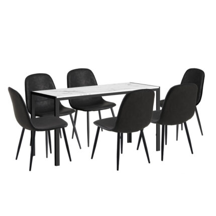 Oikiture 6-Seater Dining Set 1.4m Rectangular Table and Chairs