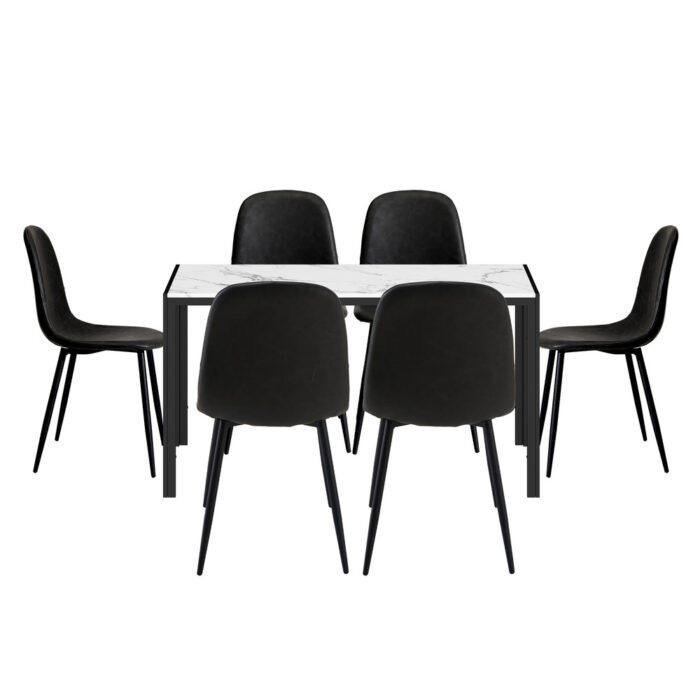 Oikiture 6-Seater Dining Set 1.4m Rectangular Table and Chairs - Image 7