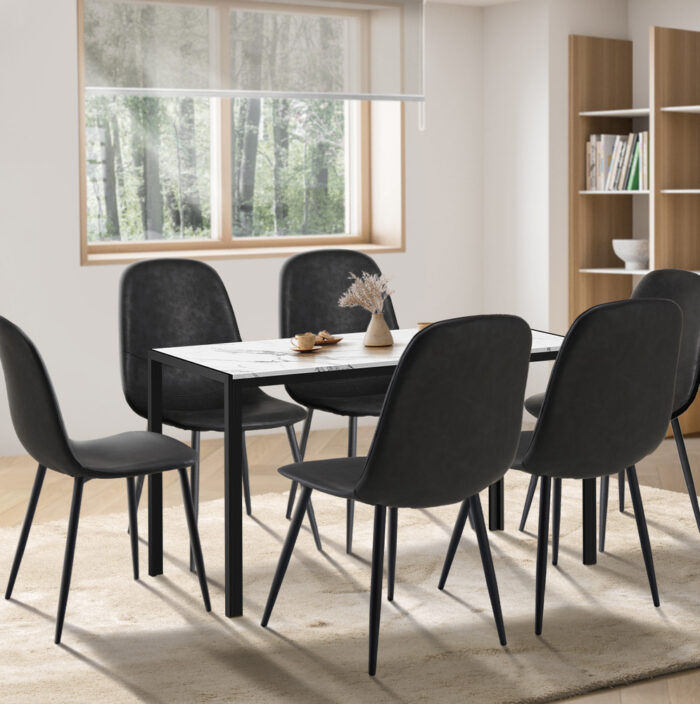Oikiture 6-Seater Dining Set 1.4m Rectangular Table and Chairs - Image 5