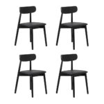 Oikiture 1.2m Dining Table with 4PCS Wooden Chairs Set PU Leather White & Black - Image 5