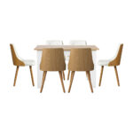 Oikiture Extendable Dining Table & 6pcs Chair with Leather Seat - Image 7