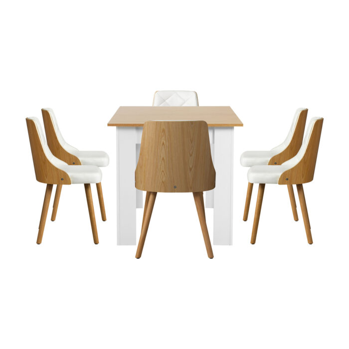 Oikiture Extendable Dining Table & 6pcs Chair with Leather Seat - Image 2