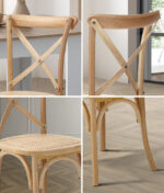 Oikiture 160cm Extendable Dining Table with 6PCS Chairs Crossback Wooden - Image 6