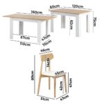 Oikiture 160cm Extendable Dining Table with 6x Dining Chairs PU Leather White - Image 5