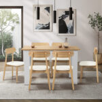 Oikiture 160cm Extendable Dining Table with 6x Dining Chairs PU Leather White - Image 4