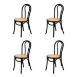 Oikiture 160cm Extendable Dining Table with 4PCS Crossback Chairs Black - Image 8
