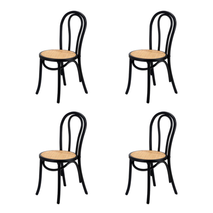 Oikiture 160cm Extendable Dining Table with 4PCS Crossback Chairs Black - Image 8