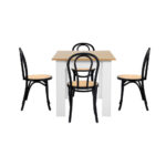 Oikiture 160cm Extendable Dining Table with 4PCS Crossback Chairs Black - Image 3