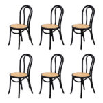 Oikiture 160cm Extendable Dining Table with 6PCS Crossback Chairs Black - Image 7