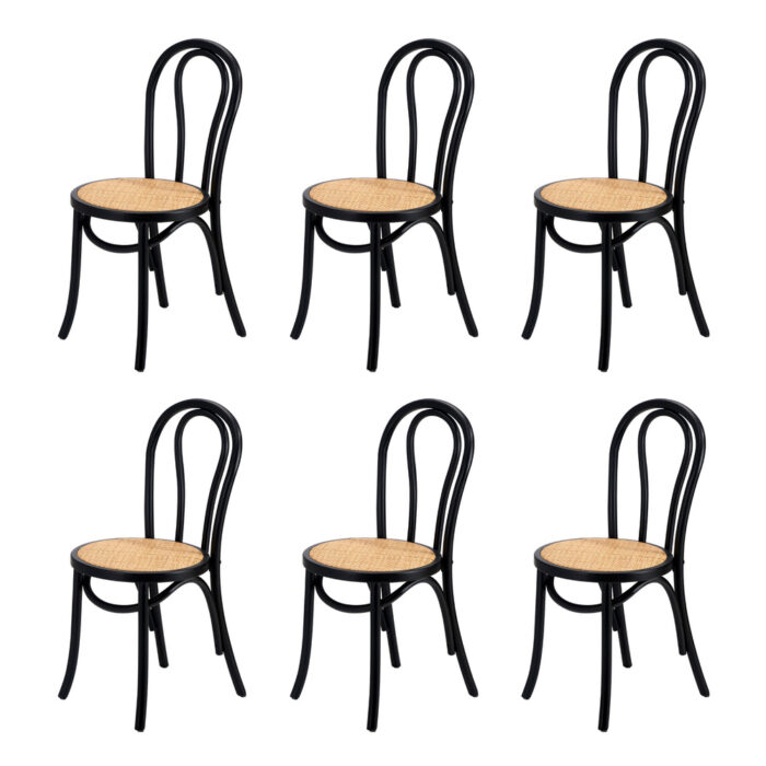 Oikiture 160cm Extendable Dining Table with 6PCS Crossback Chairs Black - Image 7