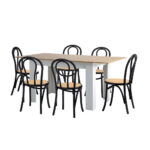 Oikiture 160cm Extendable Dining Table with 6PCS Crossback Chairs Black - Image 9